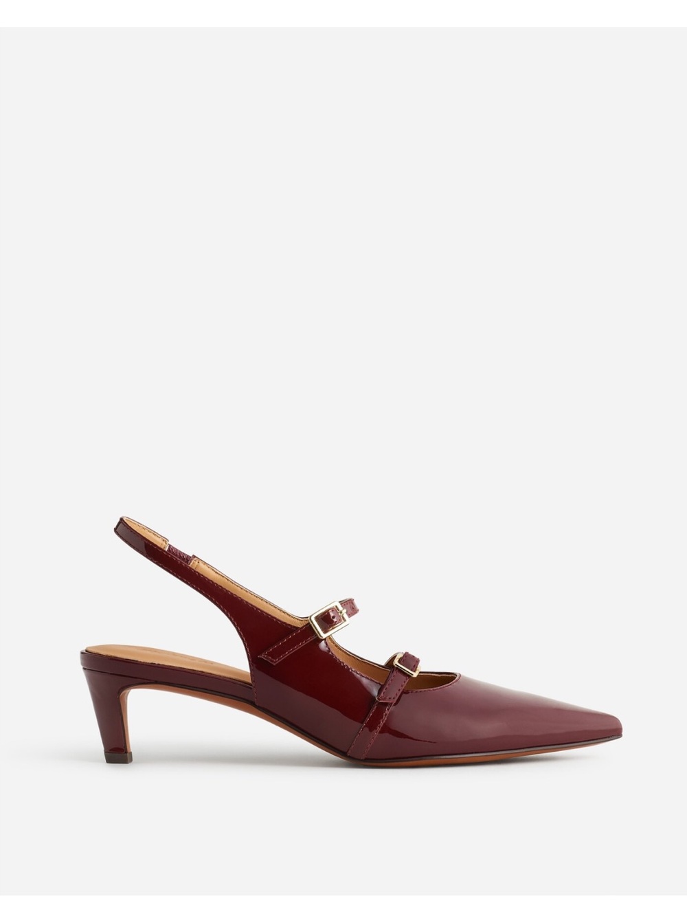 Madewell Women's Burgundy Pointed Patent Leather Slingback Heels / Size 9 - Picture 9 of 10